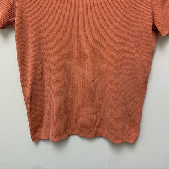 White + Warren Silk Blend Ribbed Short Sleeve Top - Picture 8 of 9